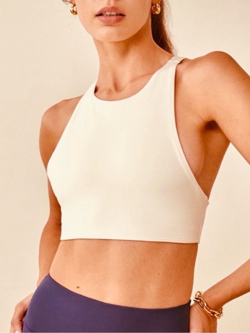 Reformation Cream Racerback Crop Sport Bra